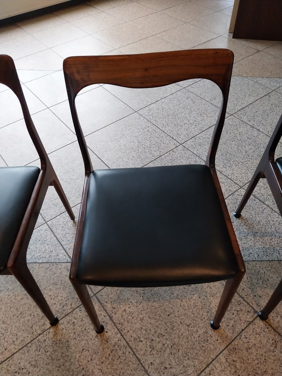 Image 1 of 4 X Muller Dining Chairs Rosewood And Skai. 1960'S