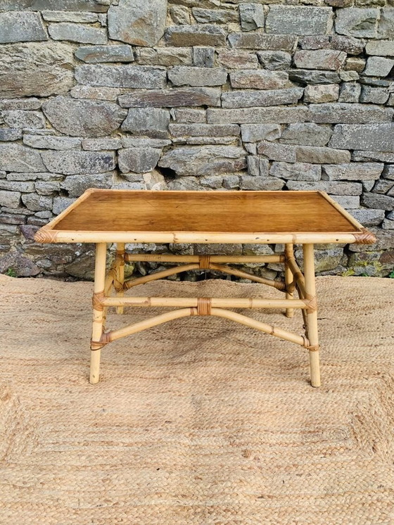 Image 1 of Tavolino da caffè vintage in rattan