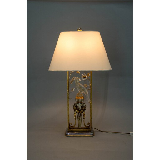 Vintage crystal parrot table lamp, 1970s