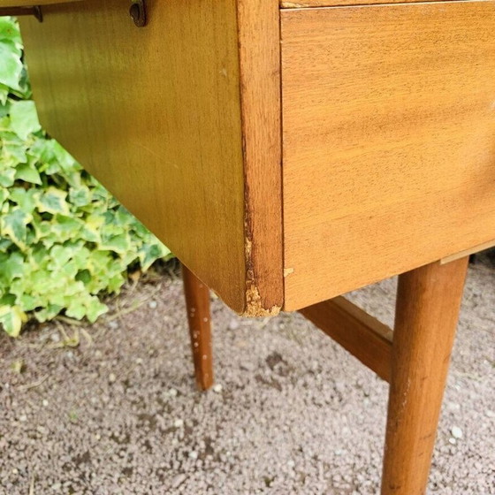 Image 1 of Vintage honey-colored desk with 2 drawers