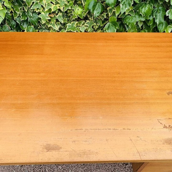 Image 1 of Vintage honey-colored desk with 2 drawers