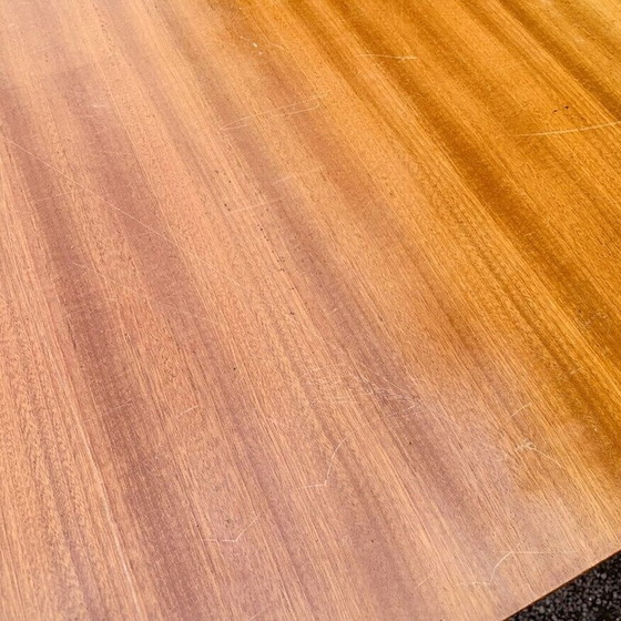Image 1 of Vintage honey-colored desk with 2 drawers
