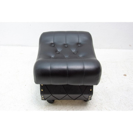Image 1 of Vintage leatherette stool with storage space, Czechoslovakia 1980s