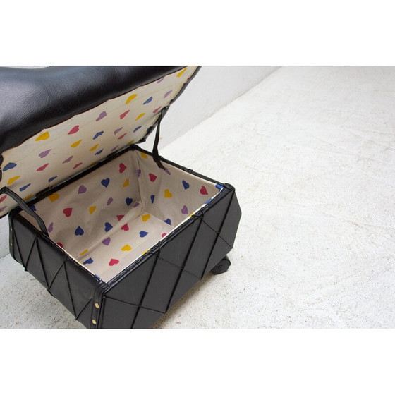 Image 1 of Vintage leatherette stool with storage space, Czechoslovakia 1980s