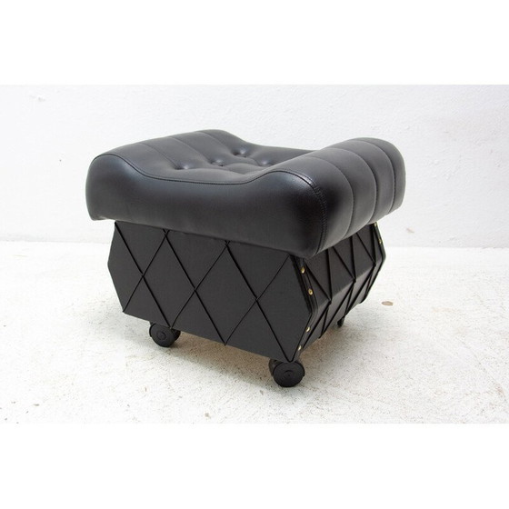 Image 1 of Vintage leatherette stool with storage space, Czechoslovakia 1980s