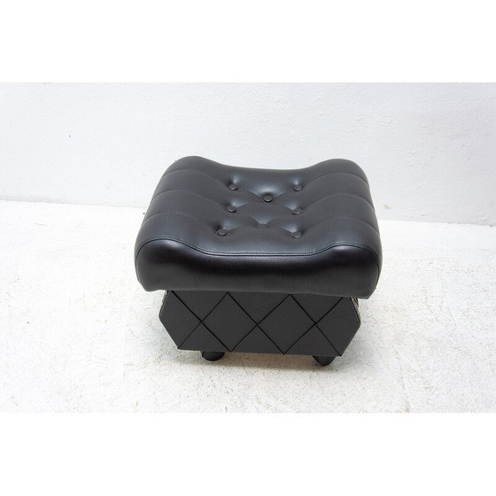 Image 1 of Vintage leatherette stool with storage space, Czechoslovakia 1980s