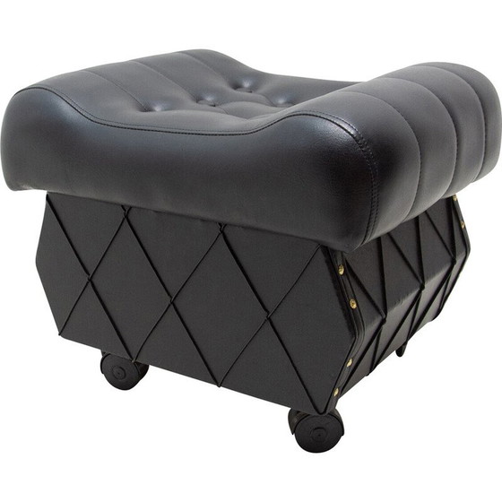 Image 1 of Vintage leatherette stool with storage space, Czechoslovakia 1980s