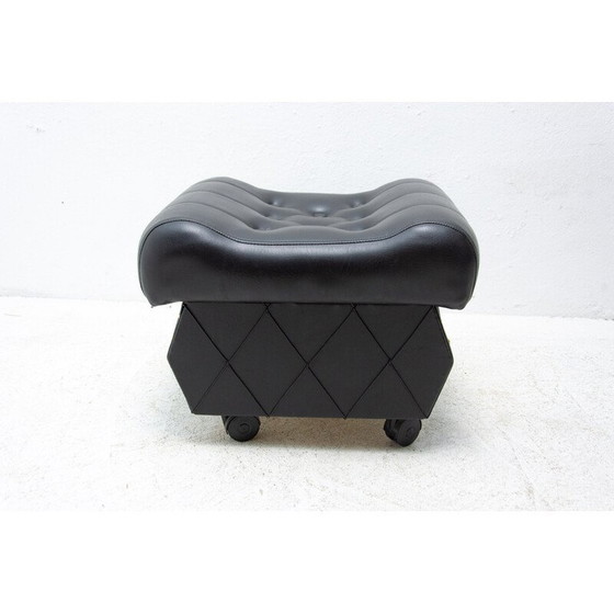 Image 1 of Vintage leatherette stool with storage space, Czechoslovakia 1980s