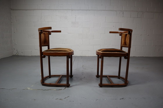 Image 1 of Pair Of "Fledermaus" / No.728 Chairs Designed By Josef Hoffmann In 1906, Austria