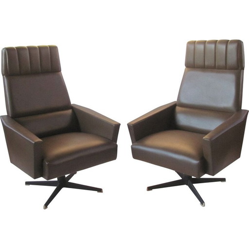 Pair of vintage swivel armchairs by Up Závody Rousínov, 1970s