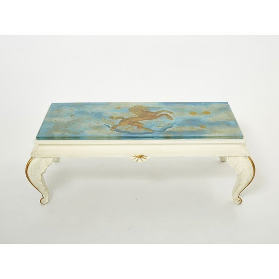 Image 1 of Vintage coffee table in gilded wood and glass by Jansen, 1950