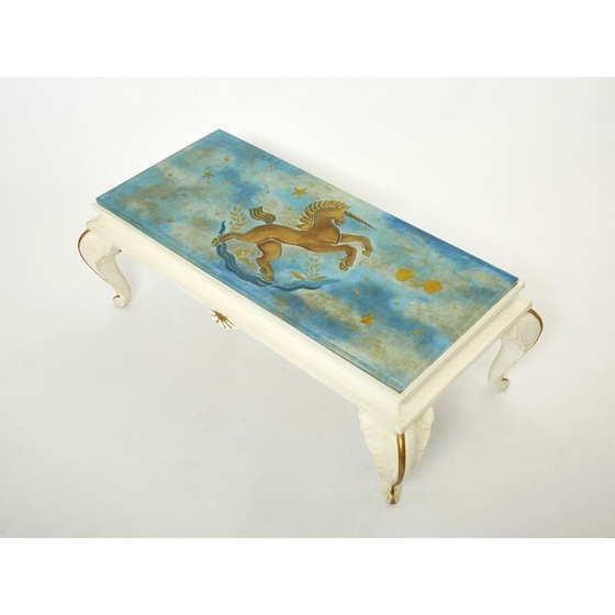 Image 1 of Vintage coffee table in gilded wood and glass by Jansen, 1950