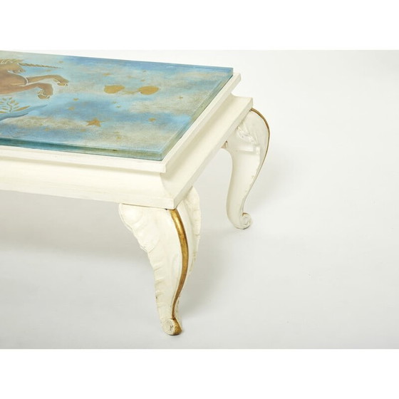 Image 1 of Vintage coffee table in gilded wood and glass by Jansen, 1950