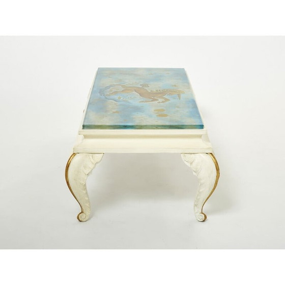 Image 1 of Vintage coffee table in gilded wood and glass by Jansen, 1950