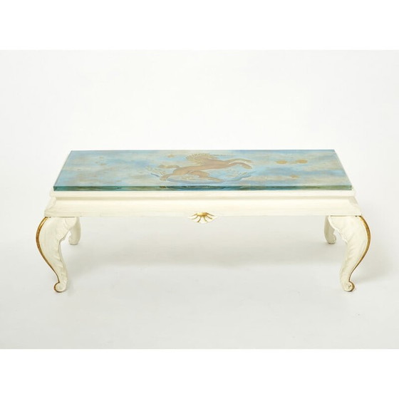 Image 1 of Vintage coffee table in gilded wood and glass by Jansen, 1950