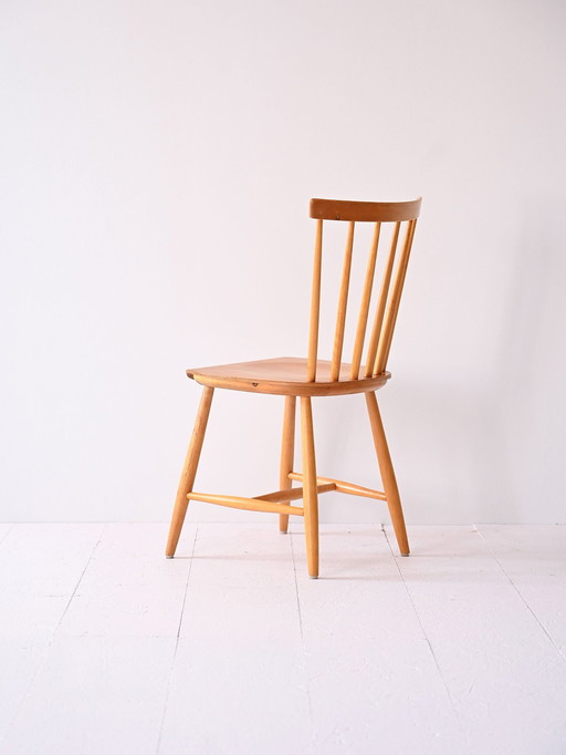 1960S Scandinavian Pinnstolar Chair – Vintage Teak & Birch Wood – Mid-Century Modern Design