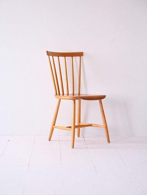 1960S Scandinavian Pinnstolar Chair – Vintage Teak & Birch Wood – Mid-Century Modern Design