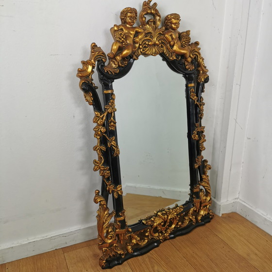 Image 1 of Vintage Rococo, Baroque Italian Putti mirror, mantel mirror