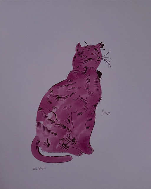 Andy Warhol: "Pink Sam, C.1954." Signed In The Plate.