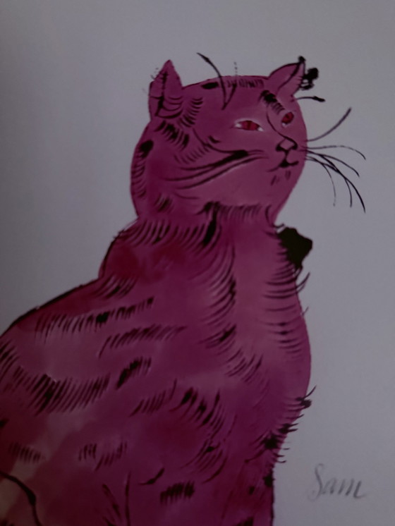 Image 1 of Andy Warhol: "Pink Sam, C.1954." Signed In The Plate.