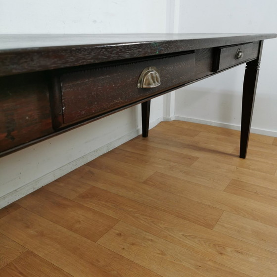 Image 1 of French Farmhouse Dining Table Country Dining Table With Drawers