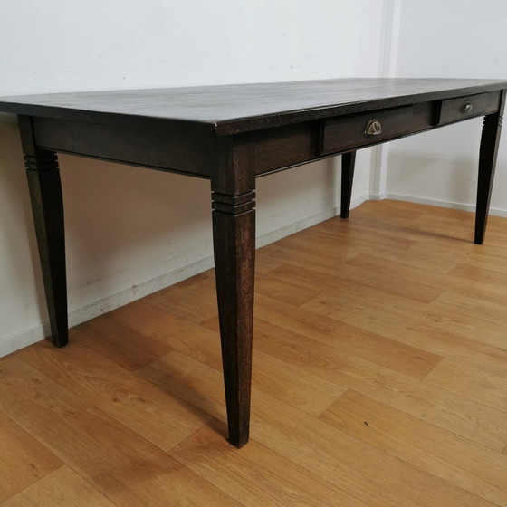 Image 1 of French Farmhouse Dining Table Country Dining Table With Drawers