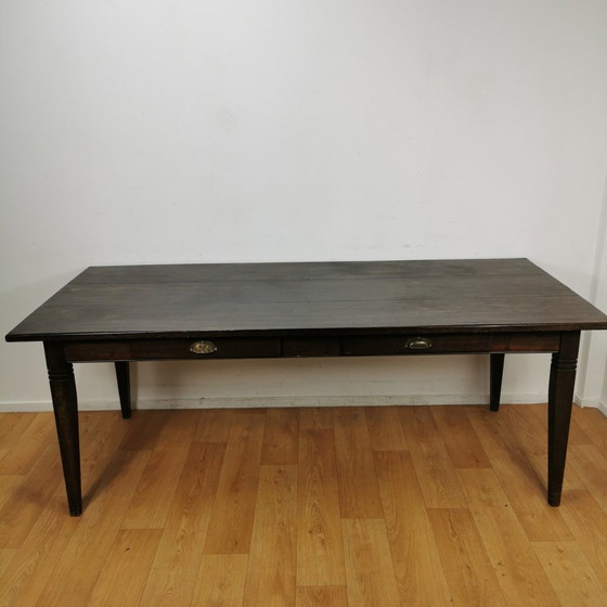 Image 1 of French Farmhouse Dining Table Country Dining Table With Drawers