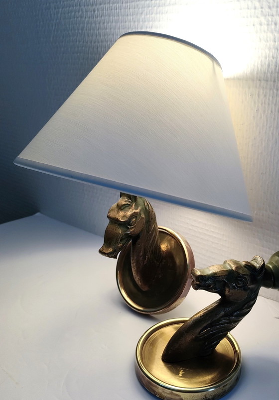 Image 1 of Pair of Bronze Antique Horse Wall Lights