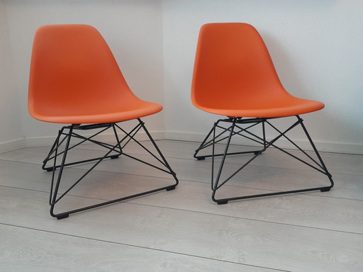 2X Vitra Eames Plastic Side Chair RE LSR Rusty Orange