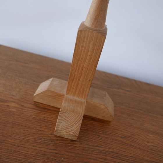 Image 1 of Vintage oak and ceramic table lamps by Guillerme et Chambron, France 1960