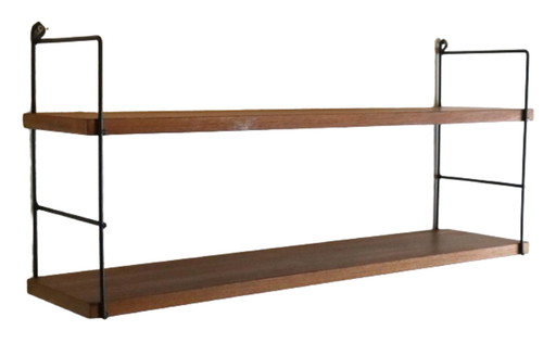 Wall rack with wooden shelves 'Hillegersberg' vintage