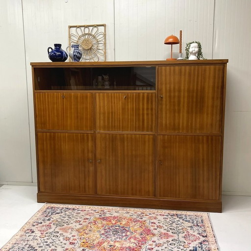 Mobiletto da parete vintage di metà secolo, credenza alta, mobile bar espositivo