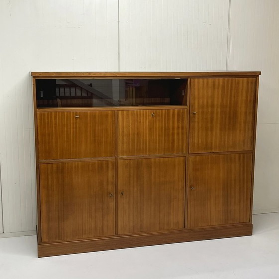 Image 1 of Vintage Midcentury Wall Cabinet Highboard Vitrine Bar Cupboard