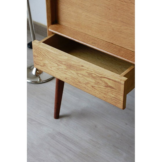 Image 1 of Vintage oak veneer and mahogany bar cabinet by Louis Paolozzi for René Godfrid, France