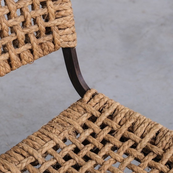 Image 1 of Vintage desk chair in oak and rope by Audoux-Minet, France 1960