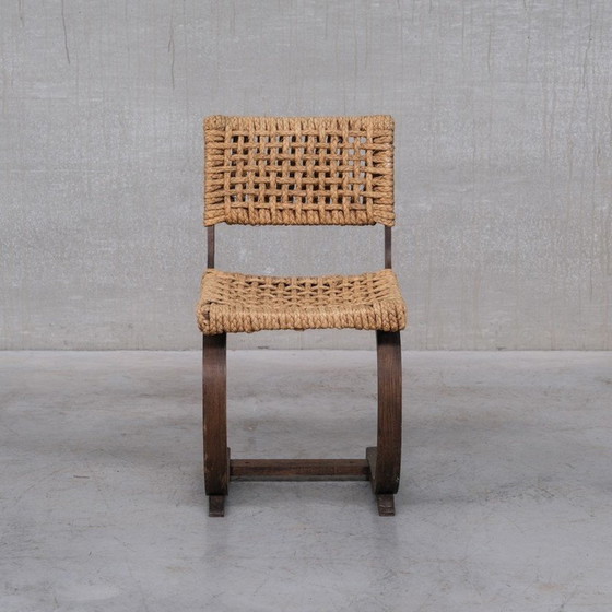 Image 1 of Vintage desk chair in oak and rope by Audoux-Minet, France 1960