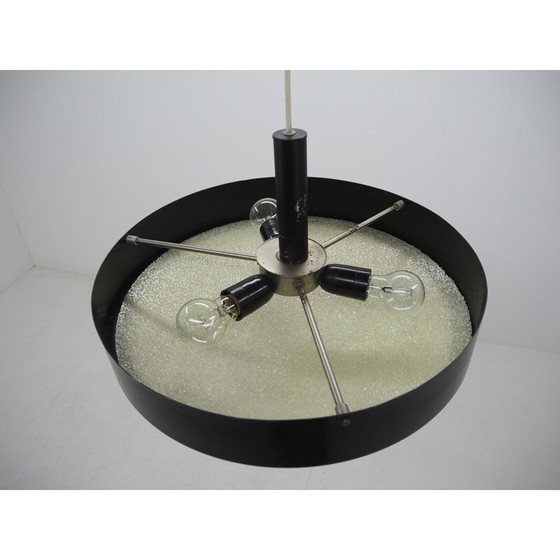 Image 1 of Vintage black metal Ufo chandelier, Czechoslovakia 1960