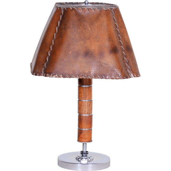 Image 1 of Vintage art deco walnut table lamp, 1920