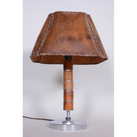 Image 1 of Vintage art deco walnut table lamp, 1920