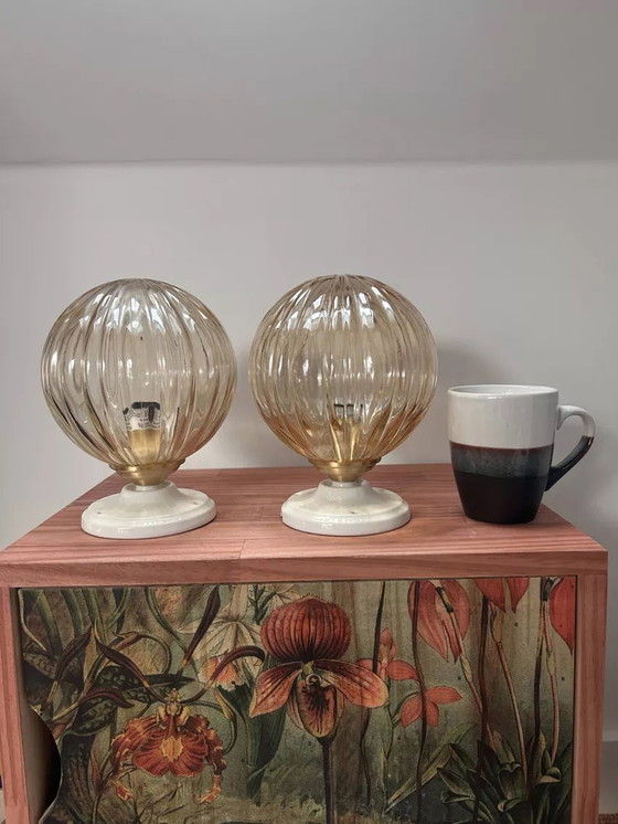 Image 1 of Pair Of Globes Wall Lights