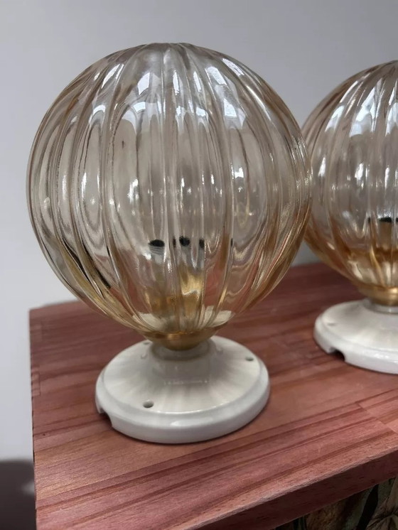 Image 1 of Pair Of Globes Wall Lights