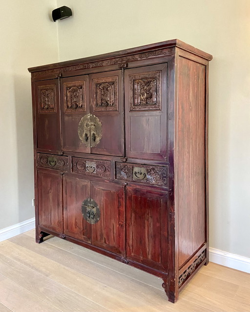 Handmade Chinese wooden cabinet from the Qing Dynasty