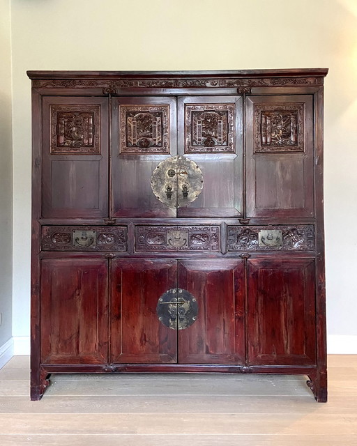 Handmade Chinese wooden cabinet from the Qing Dynasty