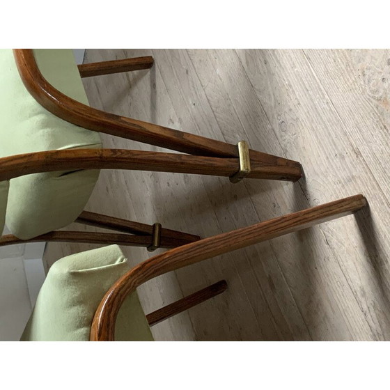 Image 1 of Pair of vintage Steiner chairs in curved ash and imitation leather by Wilhem von Bode for Hugues Steiner, France 1948
