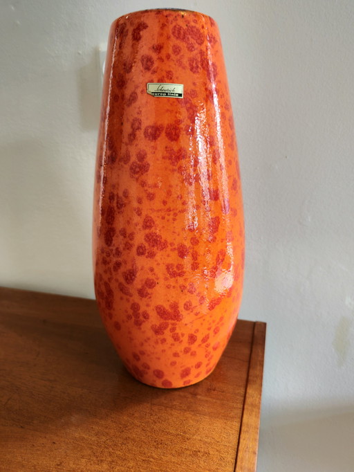 Large Orange Scheurich West Germany Vase