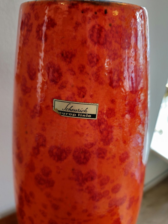 Image 1 of Large Orange Scheurich West Germany Vase