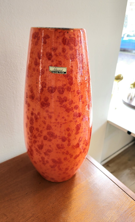 Image 1 of Large Orange Scheurich West Germany Vase