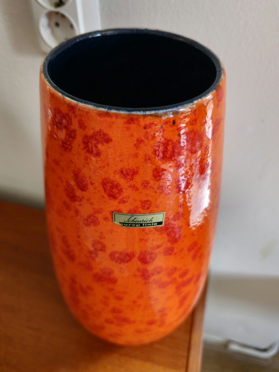 Image 1 of Large Orange Scheurich West Germany Vase