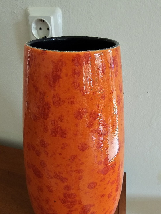 Image 1 of Large Orange Scheurich West Germany Vase