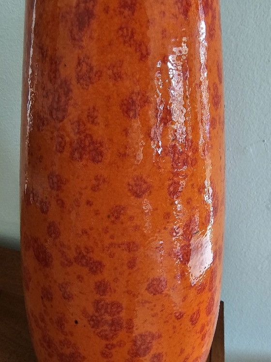 Image 1 of Large Orange Scheurich West Germany Vase